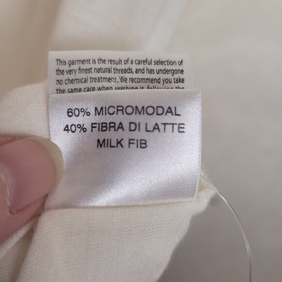 New Purotatto Cream micromodal t-shirt size small Italian Designer Luxe Minimal - Picture 9 of 9